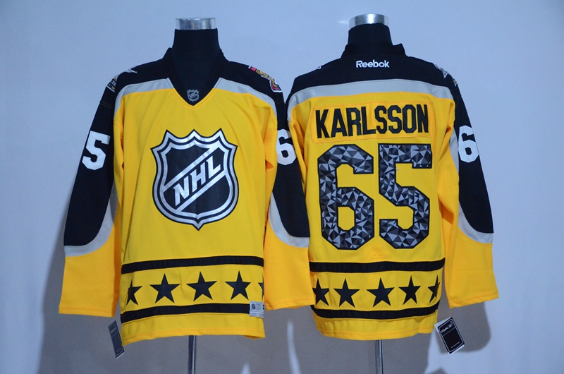 2017 NHL Ottawa Senators #65 Karlsson yellow All Star jerseys->->NHL Jersey